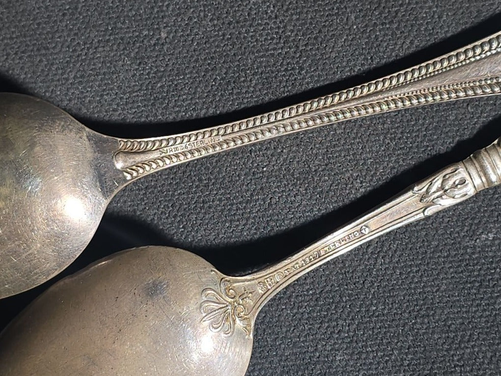 Grouping of Including Four Sterling Silver Spoons (92 g Total Weight), an 800 Silver Spoon (28 g), and German Silver Chatelaine Accessory