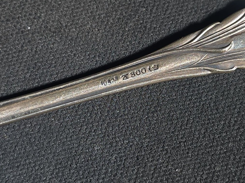 Grouping of Including Four Sterling Silver Spoons (92 g Total Weight), an 800 Silver Spoon (28 g), and German Silver Chatelaine Accessory