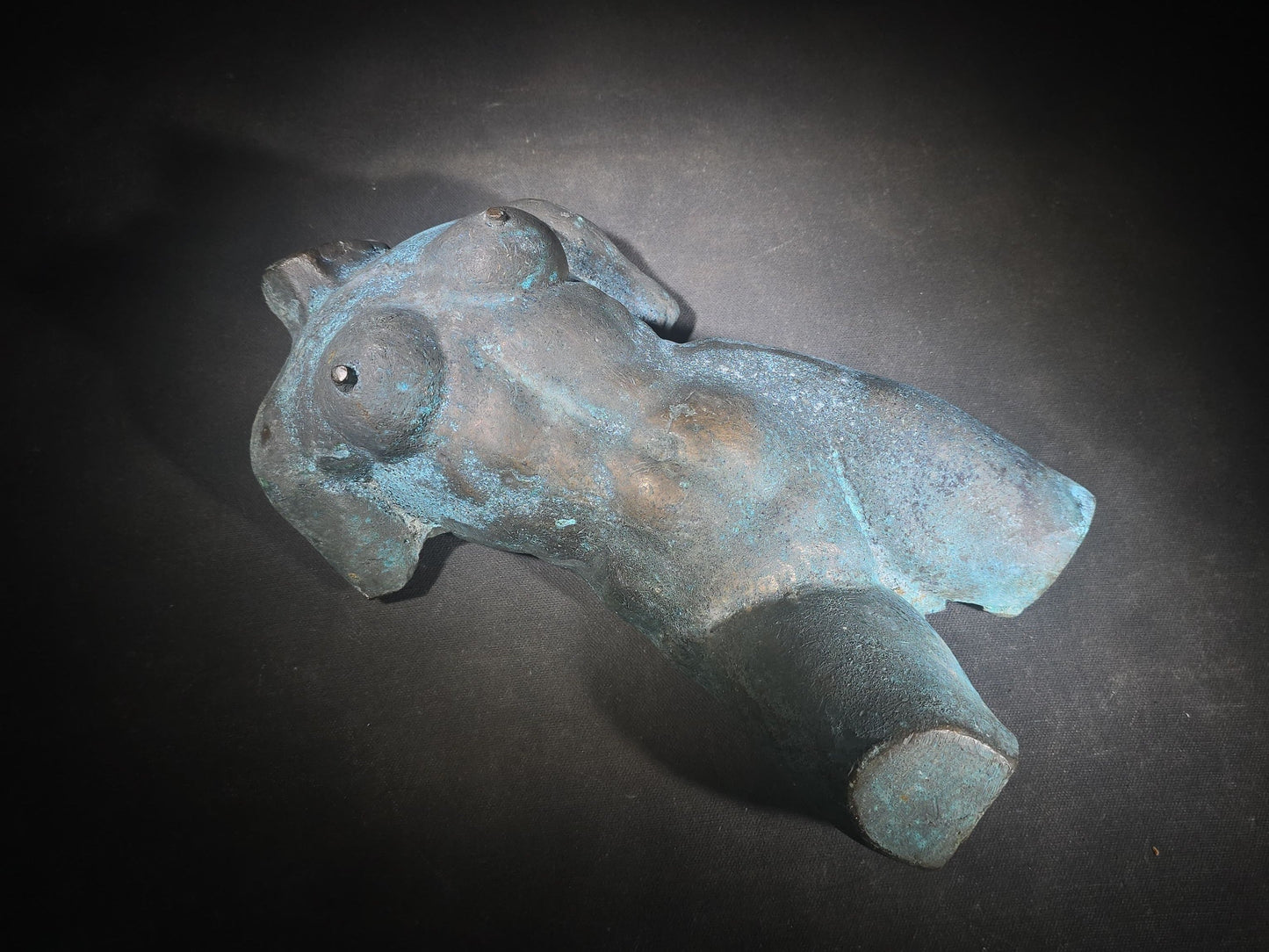 Vintage Bronze Female Nude Torso Sculpture with Verdigris Patina