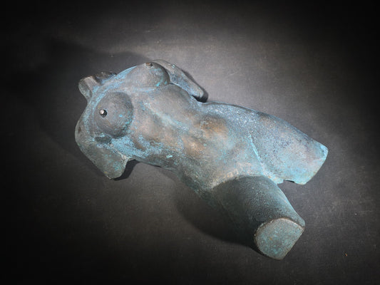 Vintage Bronze Female Nude Torso Sculpture with Verdigris Patina