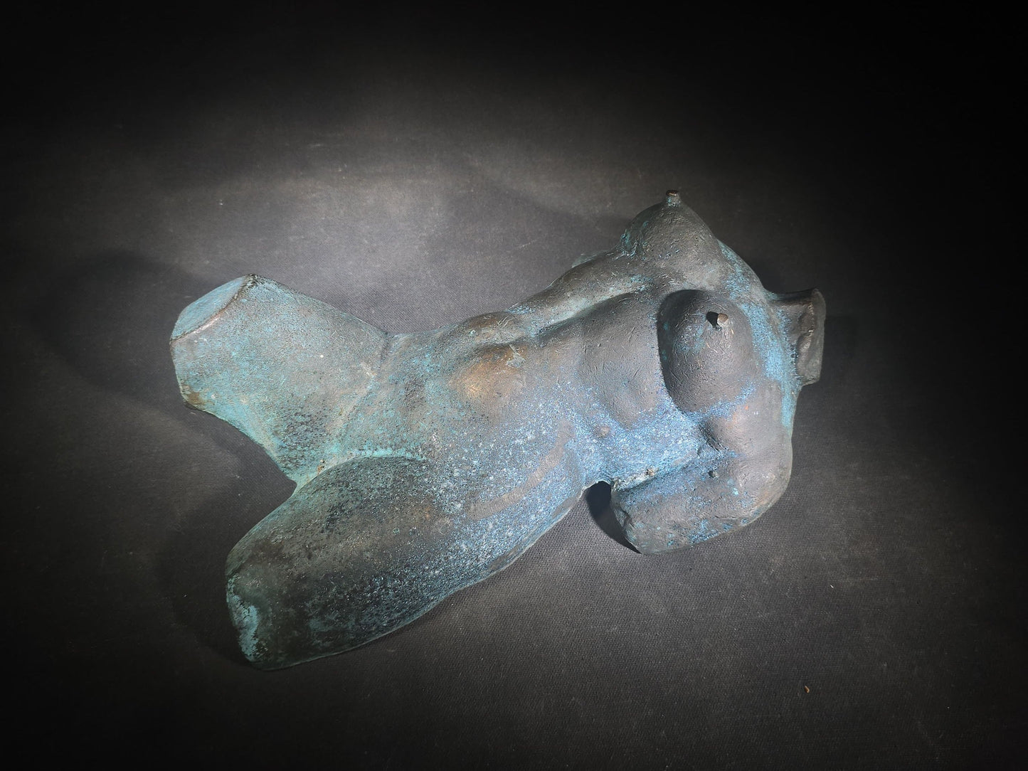 Vintage Bronze Female Nude Torso Sculpture with Verdigris Patina