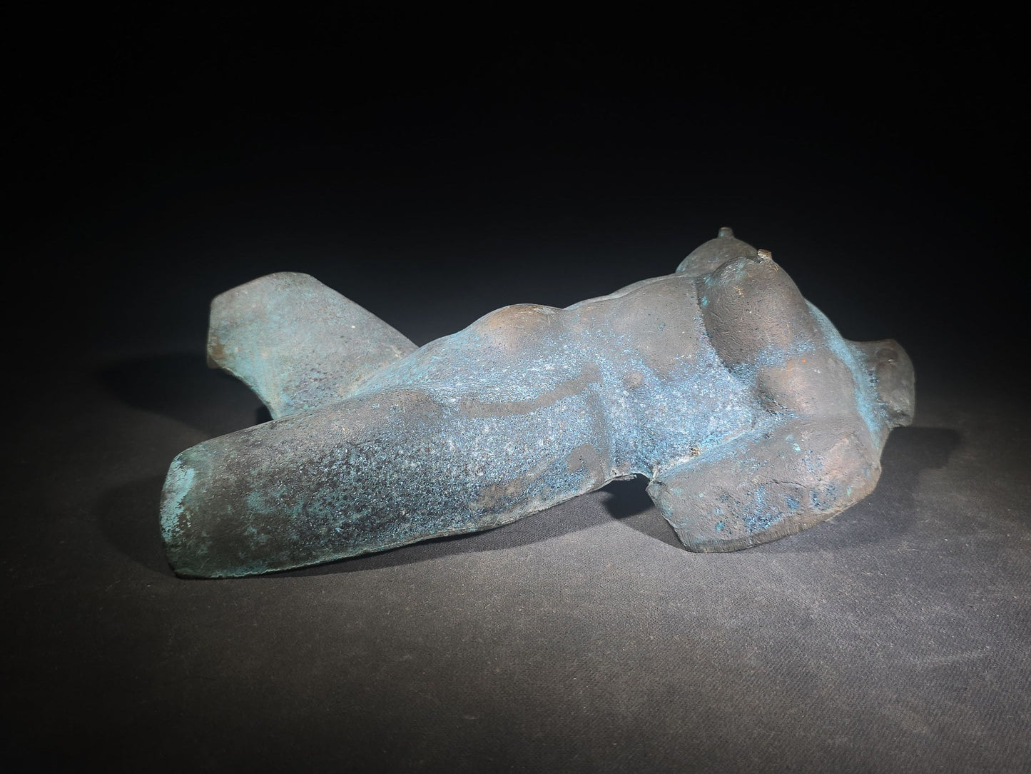 Vintage Bronze Female Nude Torso Sculpture with Verdigris Patina
