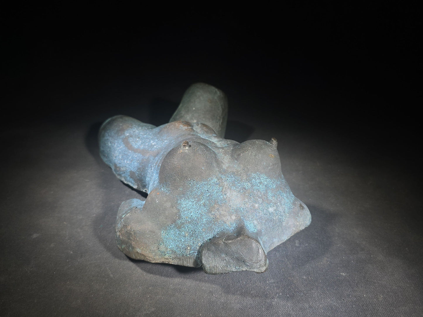 Vintage Bronze Female Nude Torso Sculpture with Verdigris Patina