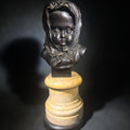 Lot 026 - Vintage Bronze Bust of a Child in Hooded Shawl on Turned Marble Pedestal, Manufactured by Theodore Alexander, Hand Made in Vietnam, Item 1021-197, 12-1/2" H