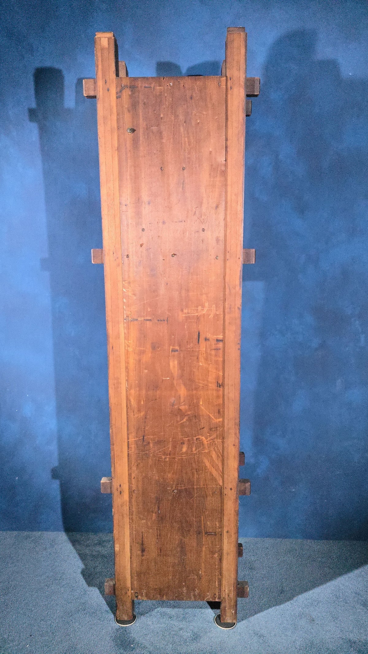 Antique Arts and Crafts Oak Tall Case Clock with Brass Dial