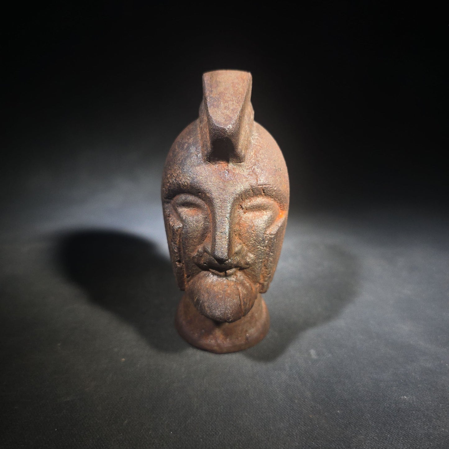 Antique Cast Iron Figural Spartan Warrior Head