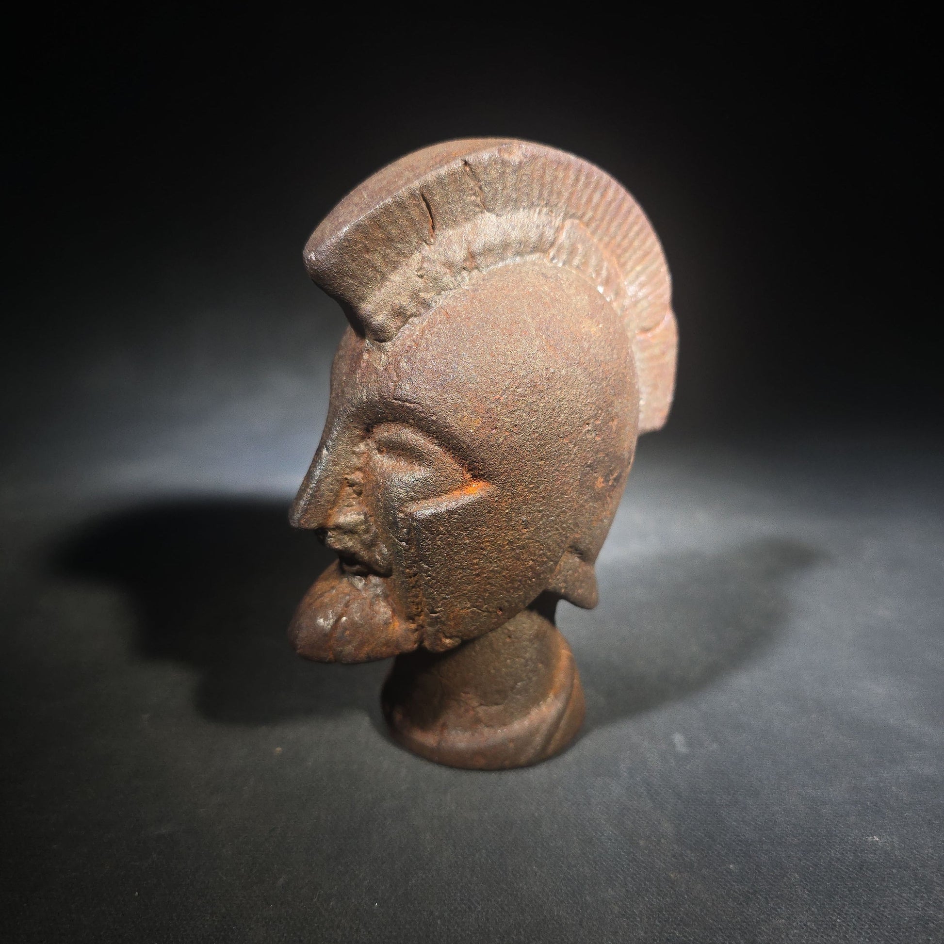 Antique Cast Iron Figural Spartan Warrior Head