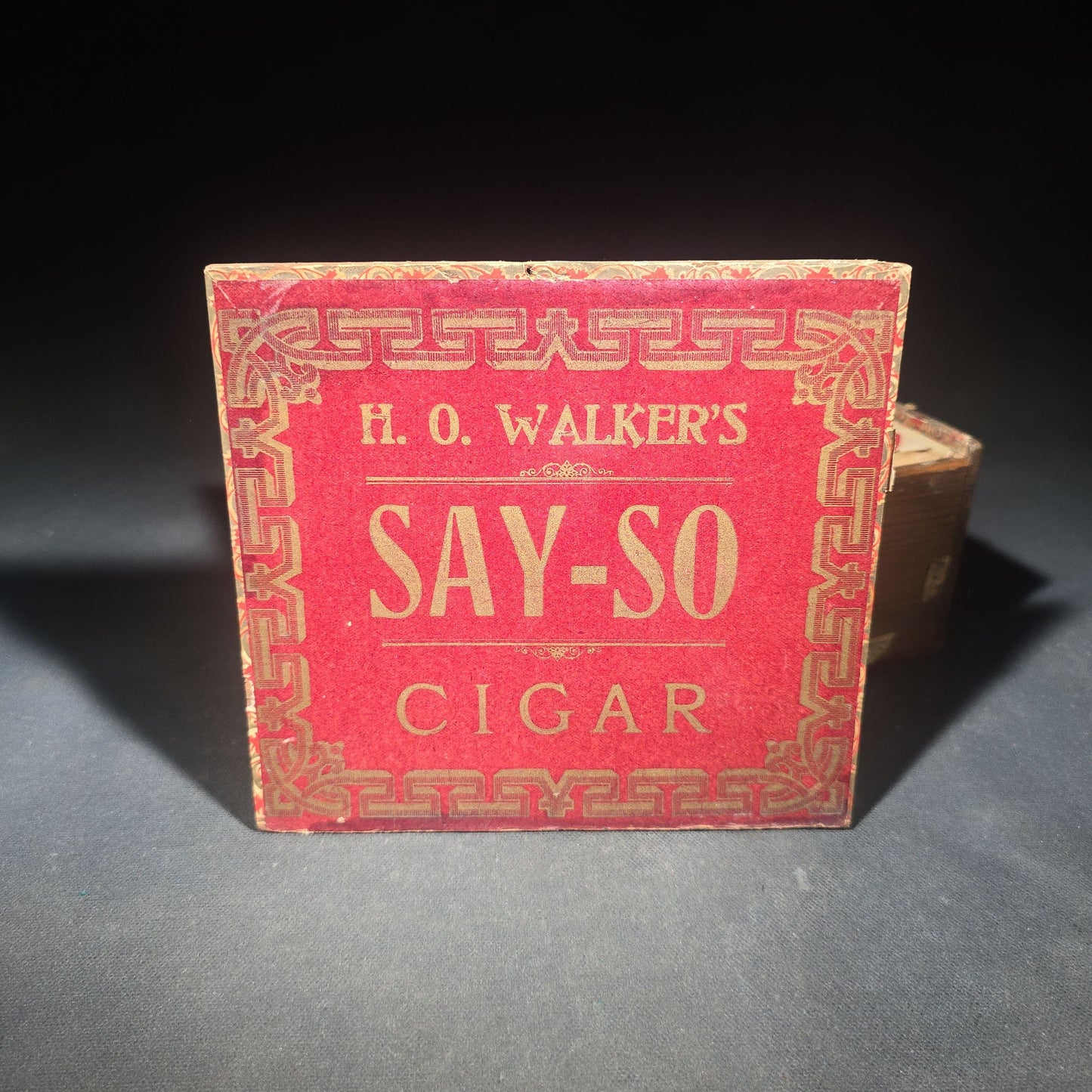 Pair of Antique Wooden Cigar Boxes including La Magnita Puritanos Finos by The Waldorf-Astoria Segar Co. and H.O. Walker's Say-So Cigar