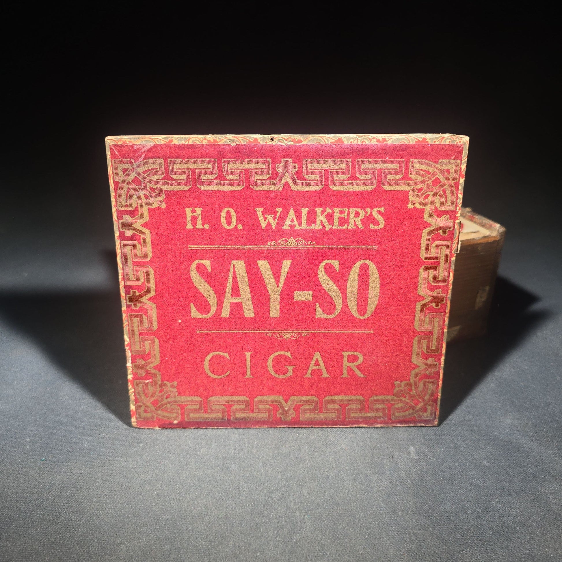 Pair of Antique Wooden Cigar Boxes including La Magnita Puritanos Finos by The Waldorf-Astoria Segar Co. and H.O. Walker's Say-So Cigar