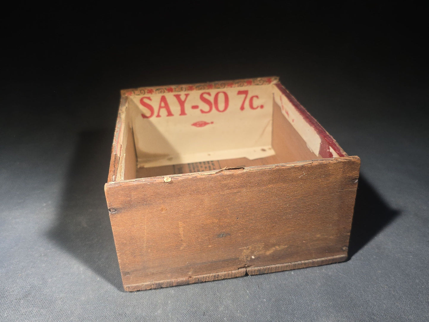Pair of Antique Wooden Cigar Boxes including La Magnita Puritanos Finos by The Waldorf-Astoria Segar Co. and H.O. Walker's Say-So Cigar