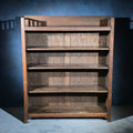 Lot 058 - Antique Arts and Crafts Oak Open Bookcase with Gallery Rail, Manufactured by Larkin Co., Buffalo, New York, 48-1/8" L x 58-1/2" H