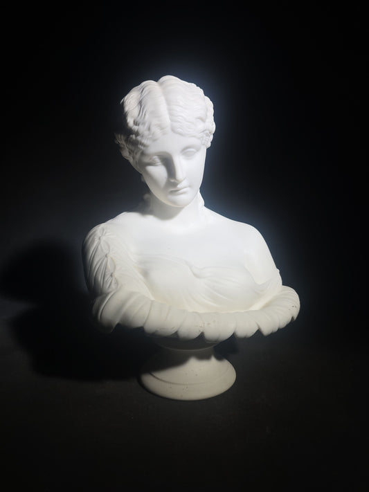 Vintage Parian Ware Bust of Clytie After the Antique Roman Marble in the British Museum