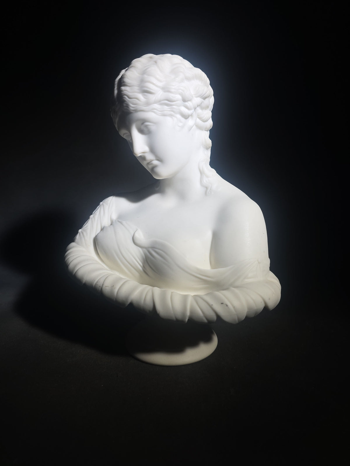 Vintage Parian Ware Bust of Clytie After the Antique Roman Marble in the British Museum