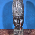 Lot 148 - Vintage Carved Wood African Bust with Tall Headdress, 5" L x 19" H