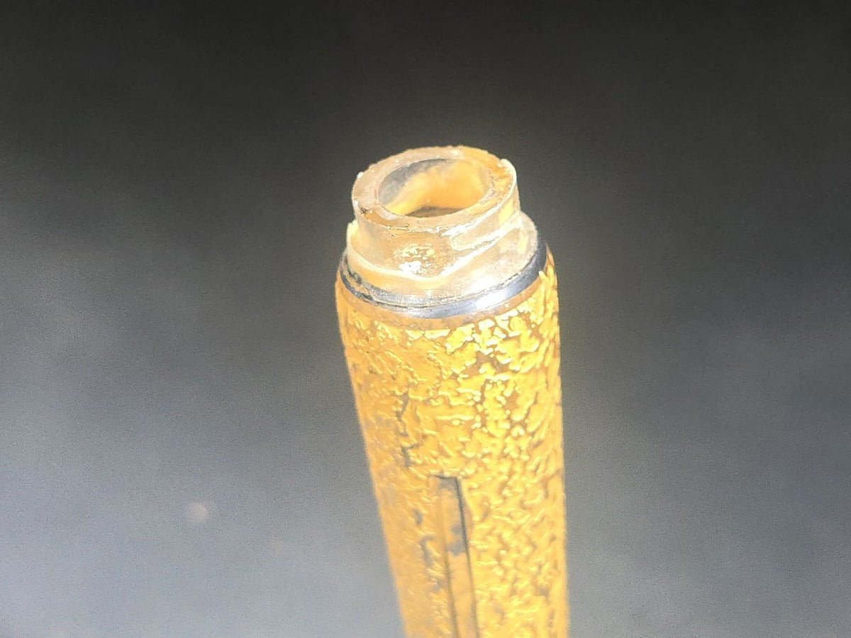 Antique Gold-Encrusted Glass Perfume Atomizer with Etched Floral Base and Engraved Brass Fittings