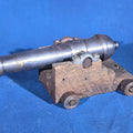 Lot 081 - Vintage Cast Iron Signal Cannon Model on Wooden Carriage, Barrel Stamped "J O 1749", 9-3/4" L
