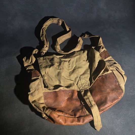 Antique Canvas and Leather Shoulder Bag, World War I Era