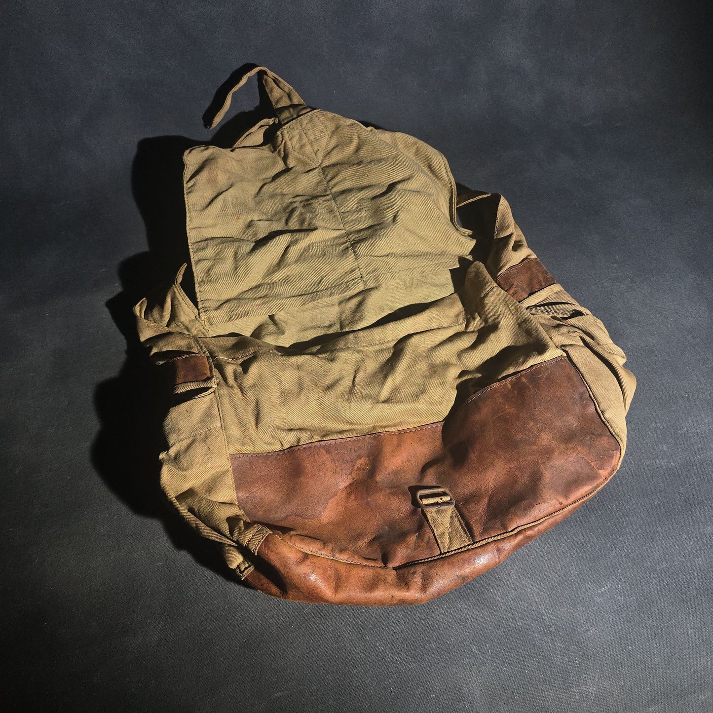 Antique Canvas and Leather Shoulder Bag, World War I Era
