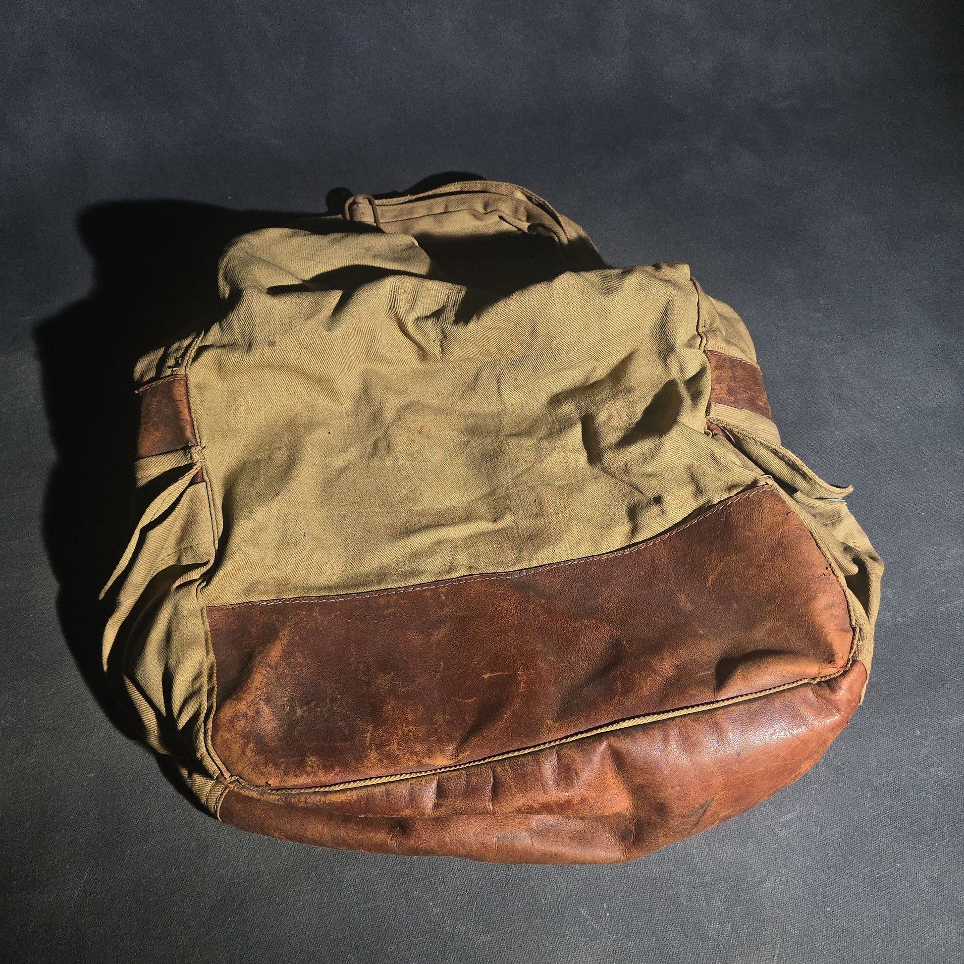 Antique Canvas and Leather Shoulder Bag, World War I Era