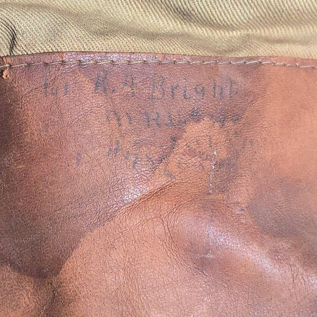 Antique Canvas and Leather Shoulder Bag, World War I Era