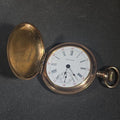 Lot 086 - Antique Waltham Hunter Case Pocket Watch with Engraved Case, Serial No. 3496455, 1-3/8" W x 1-7/8" H