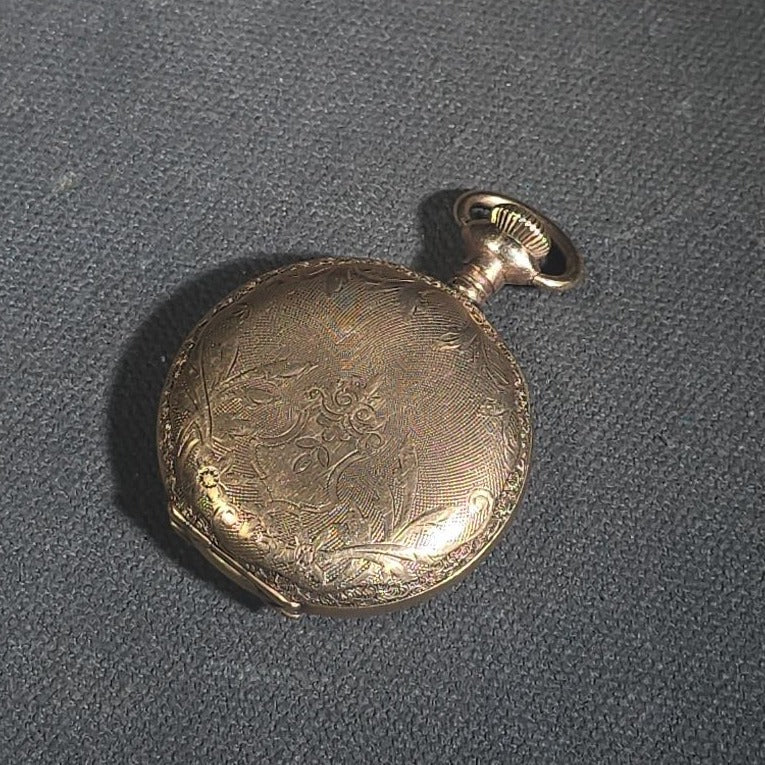 Antique Waltham Hunter Case Pocket Watch with Engraved Case, Serial No. 3496455