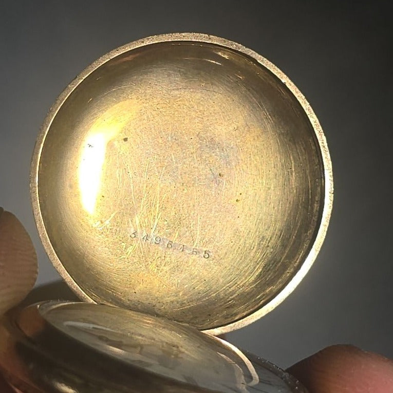 Antique Waltham Hunter Case Pocket Watch with Engraved Case, Serial No. 3496455