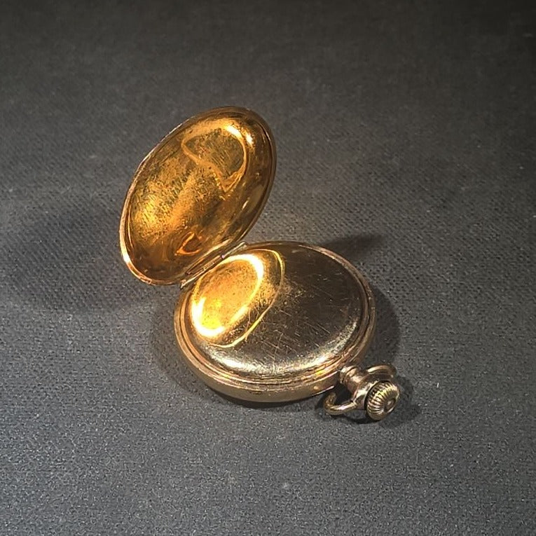 Antique Waltham Hunter Case Pocket Watch with Engraved Case, Serial No. 3496455