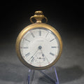 Lot 087 - Antique Waltham Open-Face Pocket Watch with Gold-Tone Engraved Case, Roman Numeral Dial, and Subsidiary Seconds Register, Note Cracked Crystal, 2-5/8" H