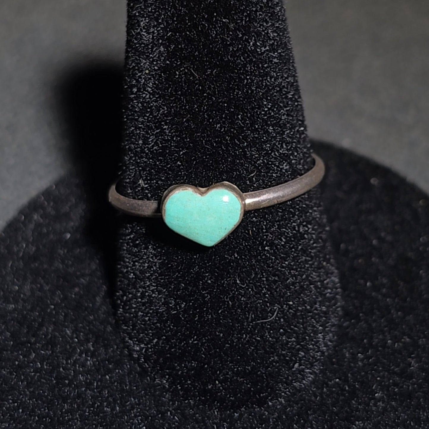 Trio of Vintage Southwestern Sterling Silver and Turquoise Rings Including Turquoise Inlay Star and Two Heart Cabochon Rings