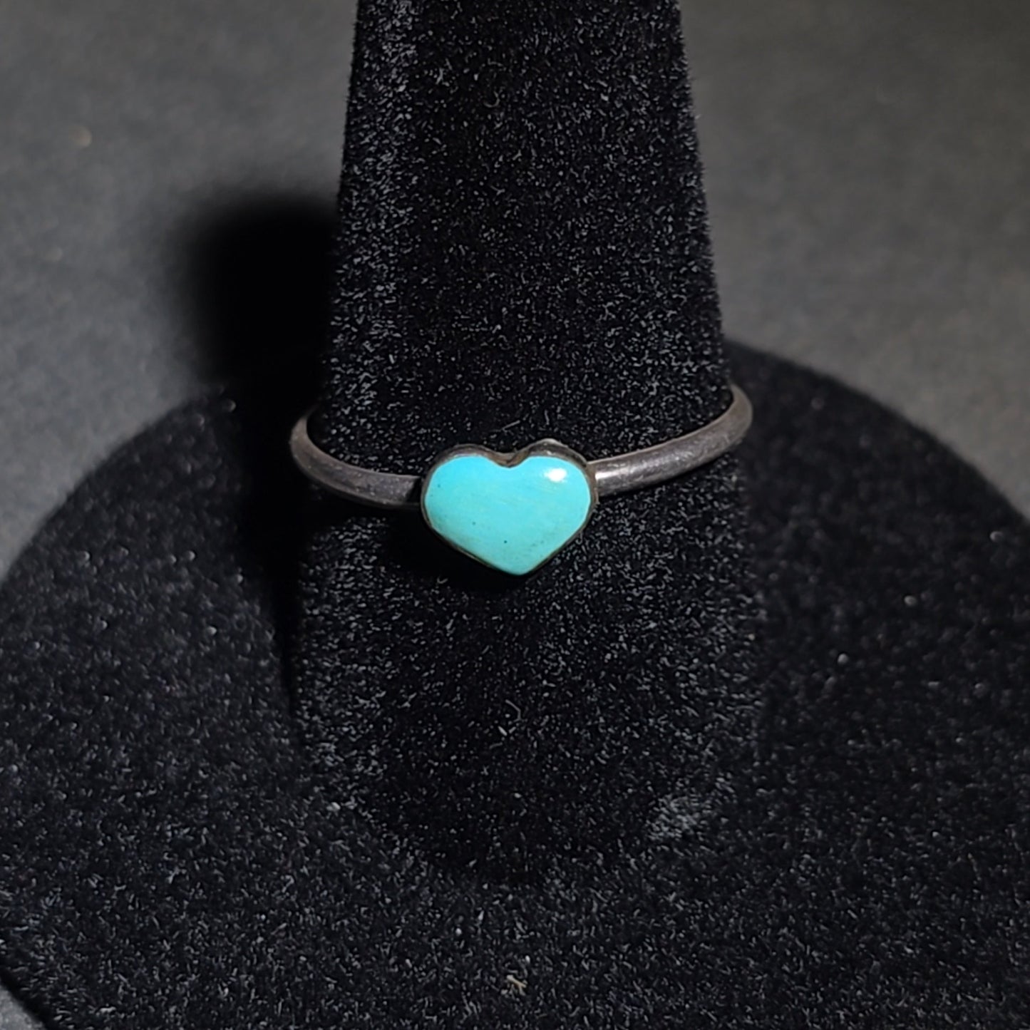 Trio of Vintage Southwestern Sterling Silver and Turquoise Rings Including Turquoise Inlay Star and Two Heart Cabochon Rings