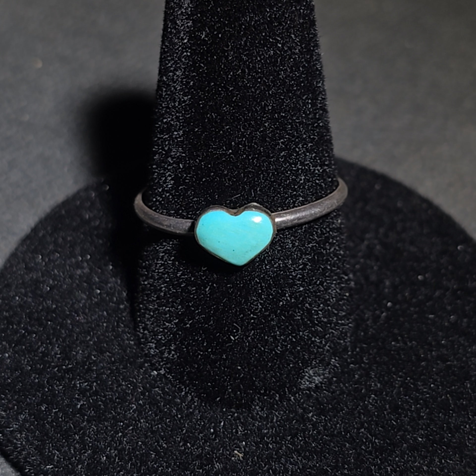 Trio of Vintage Southwestern Sterling Silver and Turquoise Rings Including Turquoise Inlay Star and Two Heart Cabochon Rings