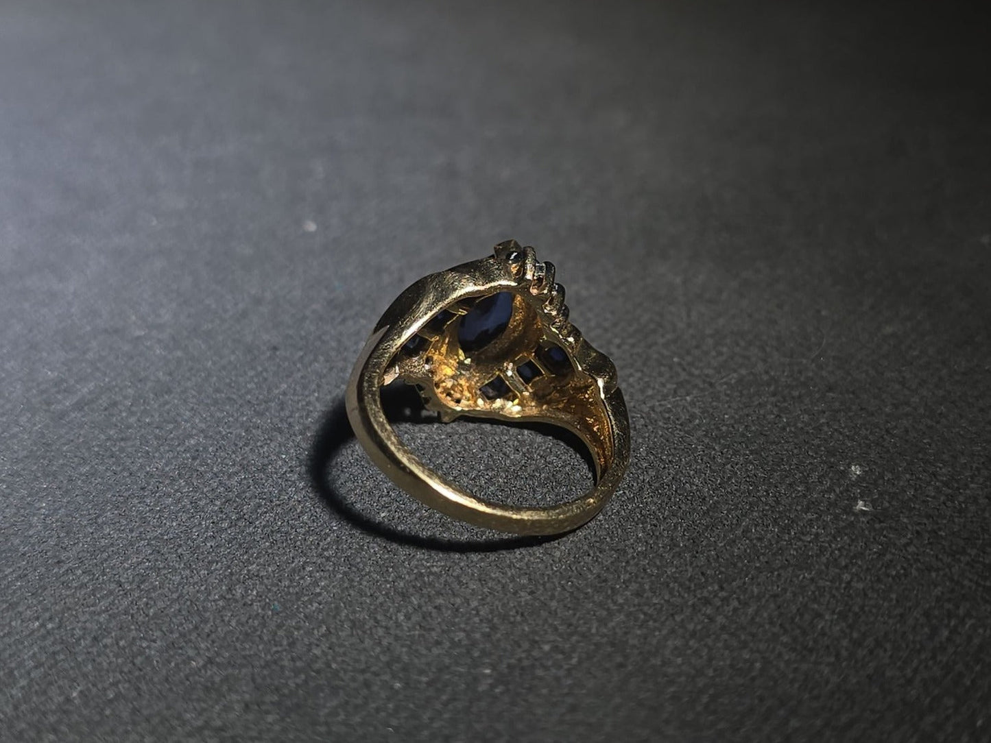 10K Gold Marquise-Cut Sapphire and Diamond Ring by Samuel Aaron, Inc.