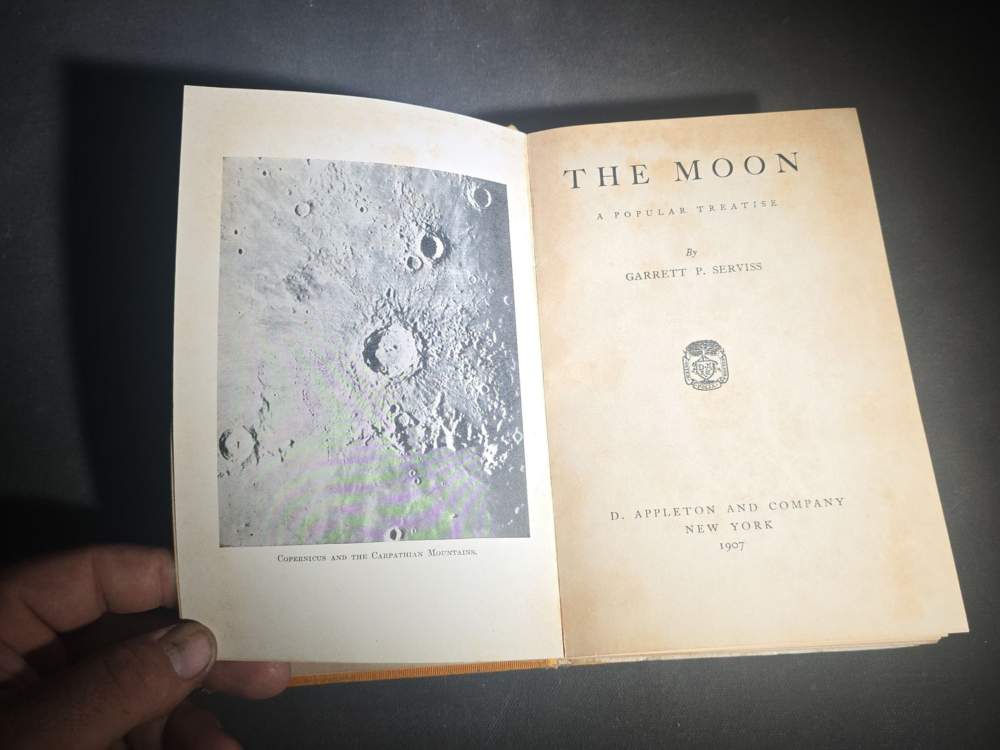 "The Moon: A Popular Treatise" Antique Astronomy Book by Garrett P. Serviss, Published by D. Appleton and Company, New York, 1907, with Laid-In Star Finder Advertisements