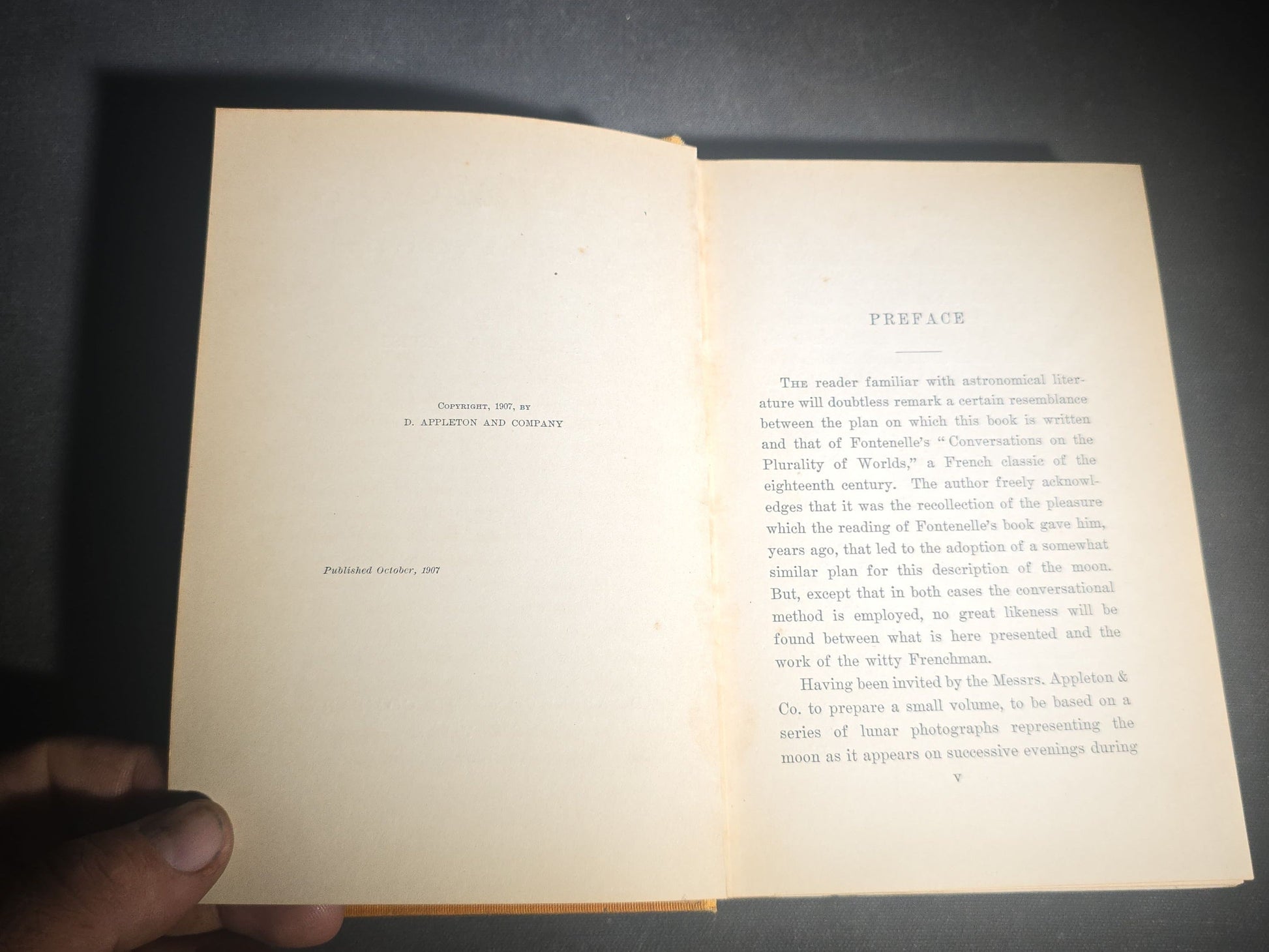 "The Moon: A Popular Treatise" Antique Astronomy Book by Garrett P. Serviss, Published by D. Appleton and Company, New York, 1907, with Laid-In Star Finder Advertisements