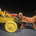 Lot 126 - Vintage Marx Tin Lithograph Wind-Up Balky Mule and Cart Toy with Driver Figure, Manufactured by Louis Marx & Co., 5" H