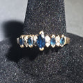 Lot 029 - 10k Gold Marquise-Cut Sapphire and Diamond Ring, Size 8.5, Total Weight 2.73 g