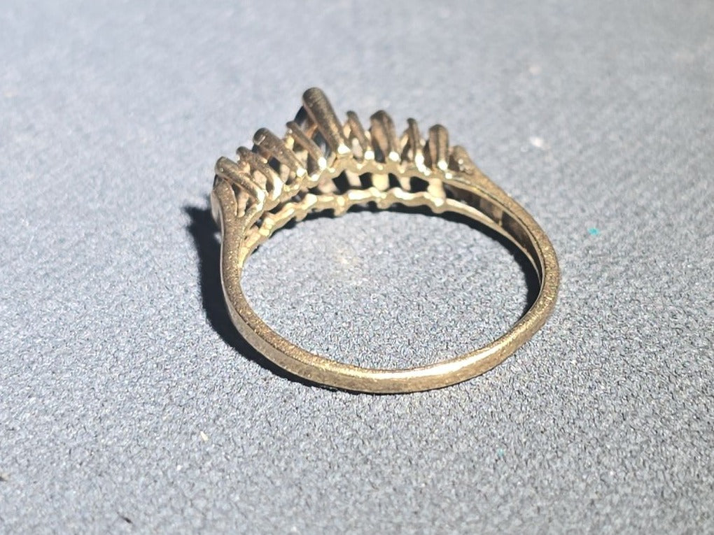 10K Gold Marquise-Cut Sapphire and Diamond Ring