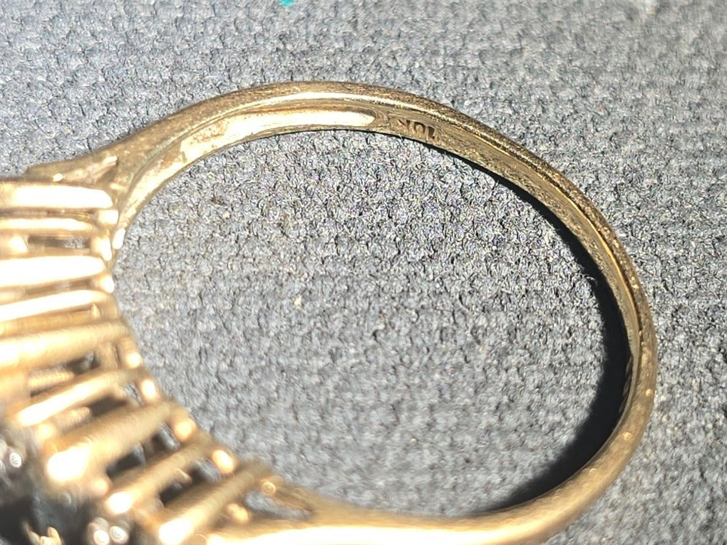 10K Gold Marquise-Cut Sapphire and Diamond Ring