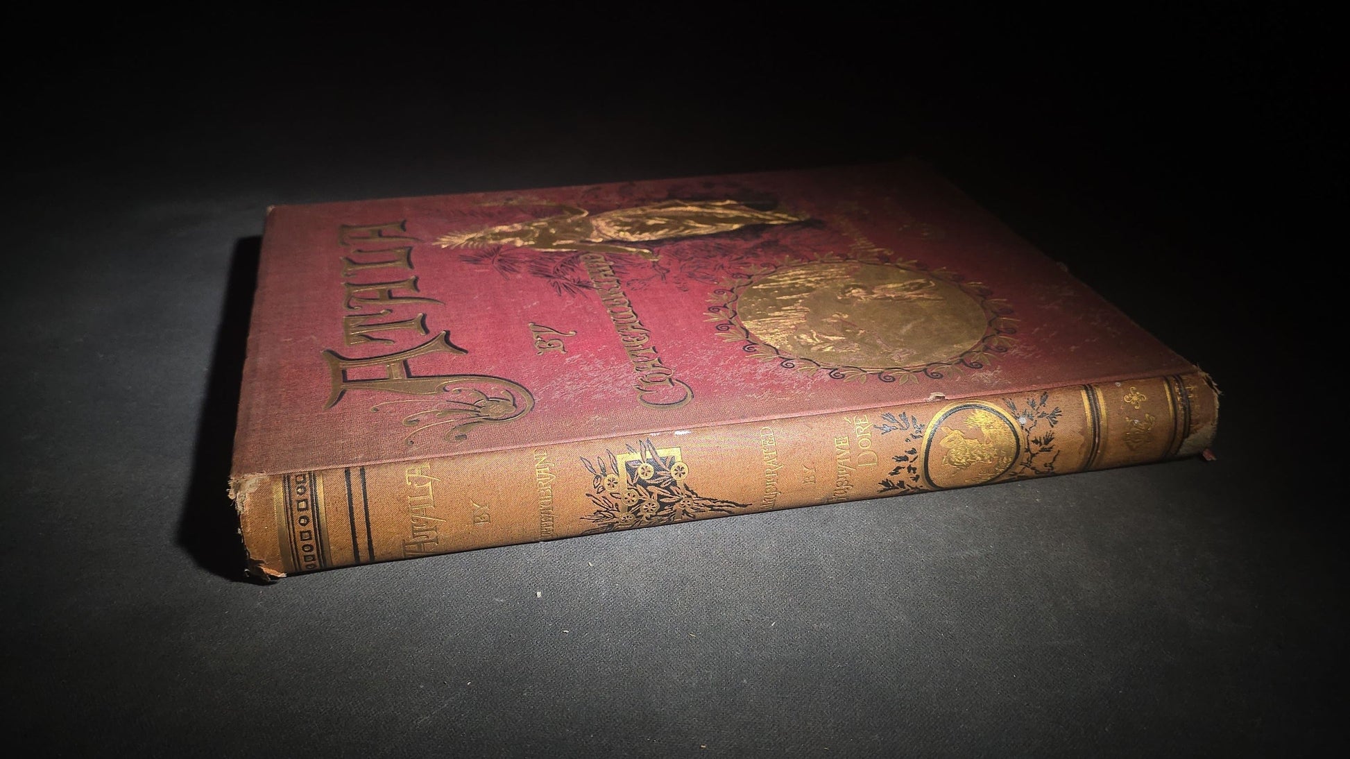 "Atala" Antique Illustrated Book by Chateaubriand, Illustrated by Gustave Dore, Translated by James Spence Harry, Published by Cassell & Company Limited, New York, 1884