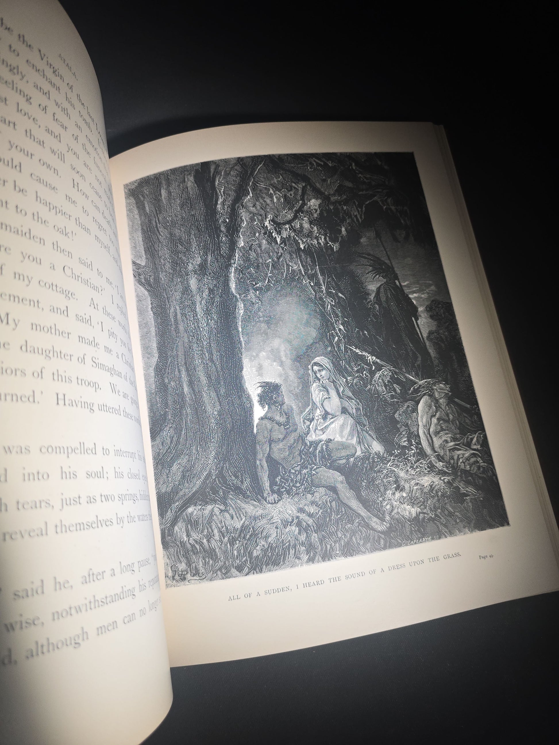 "Atala" Antique Illustrated Book by Chateaubriand, Illustrated by Gustave Dore, Translated by James Spence Harry, Published by Cassell & Company Limited, New York, 1884