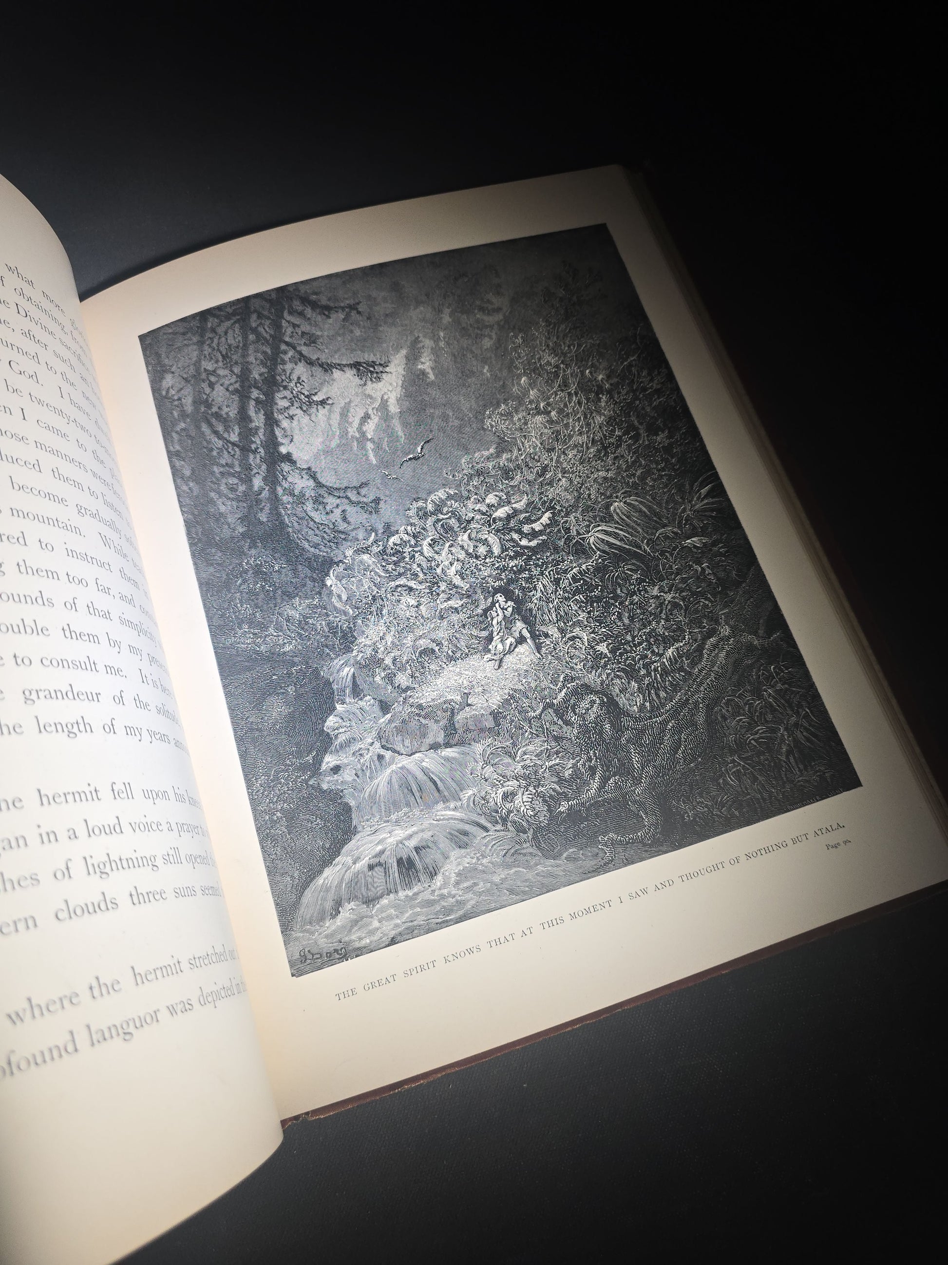 "Atala" Antique Illustrated Book by Chateaubriand, Illustrated by Gustave Dore, Translated by James Spence Harry, Published by Cassell & Company Limited, New York, 1884