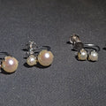 Lot 047 - Pair of Vintage 14k Gold Double Pearl Screw-Back Earrings Including One Pair with Larger Pearls and One Pair with Smaller Pearls, Total Weight 5.56 g