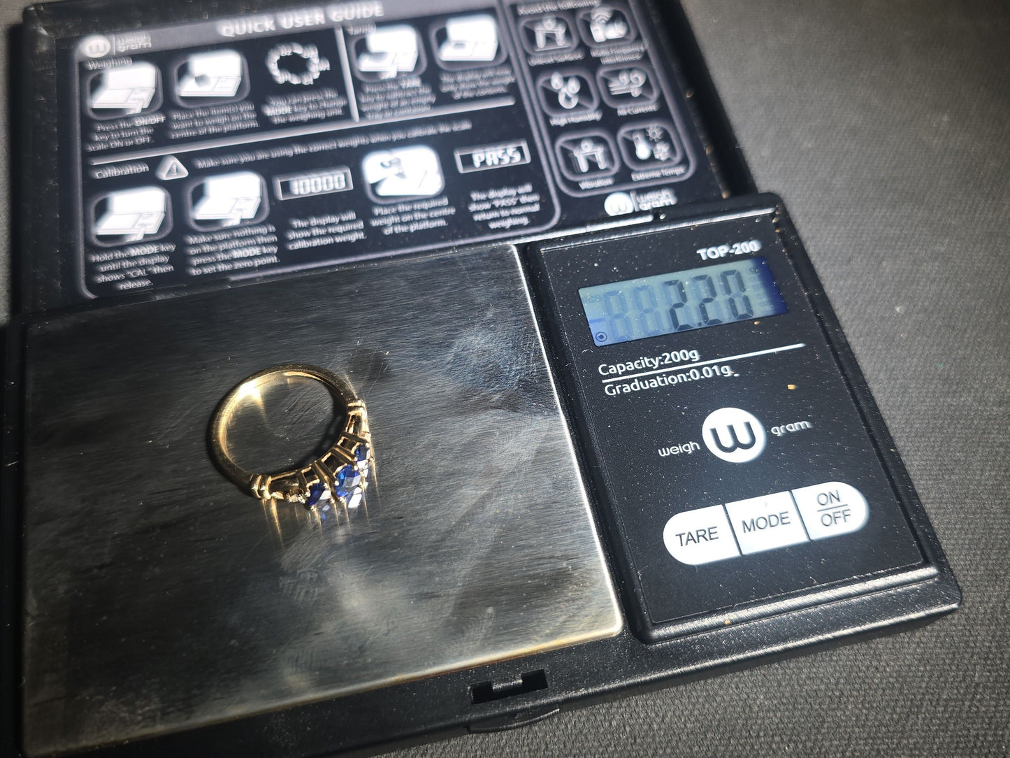 10K Gold Three-Stone Oval-Cut Sapphire and Diamond Ring