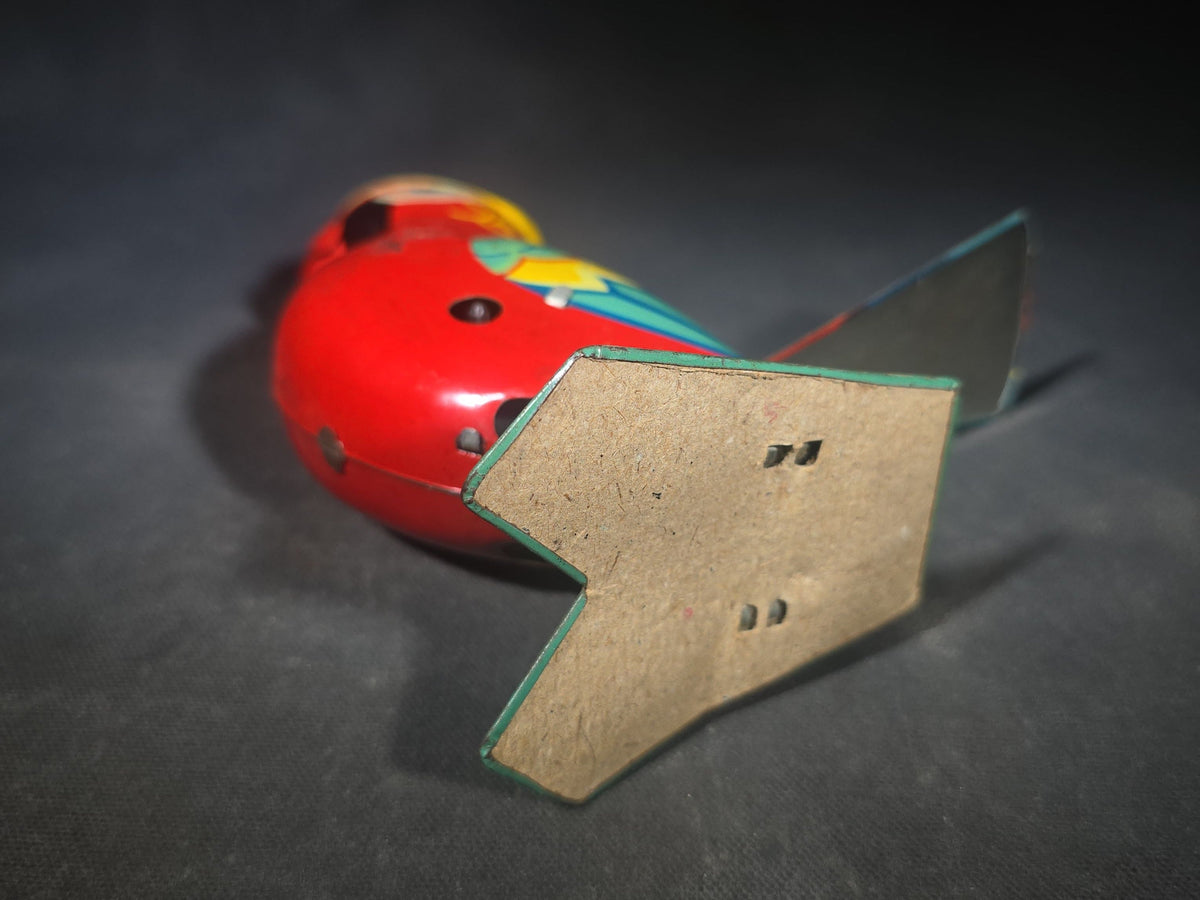 Vintage Tin Lithograph Wind-Up Parrot Toy, Missing Key