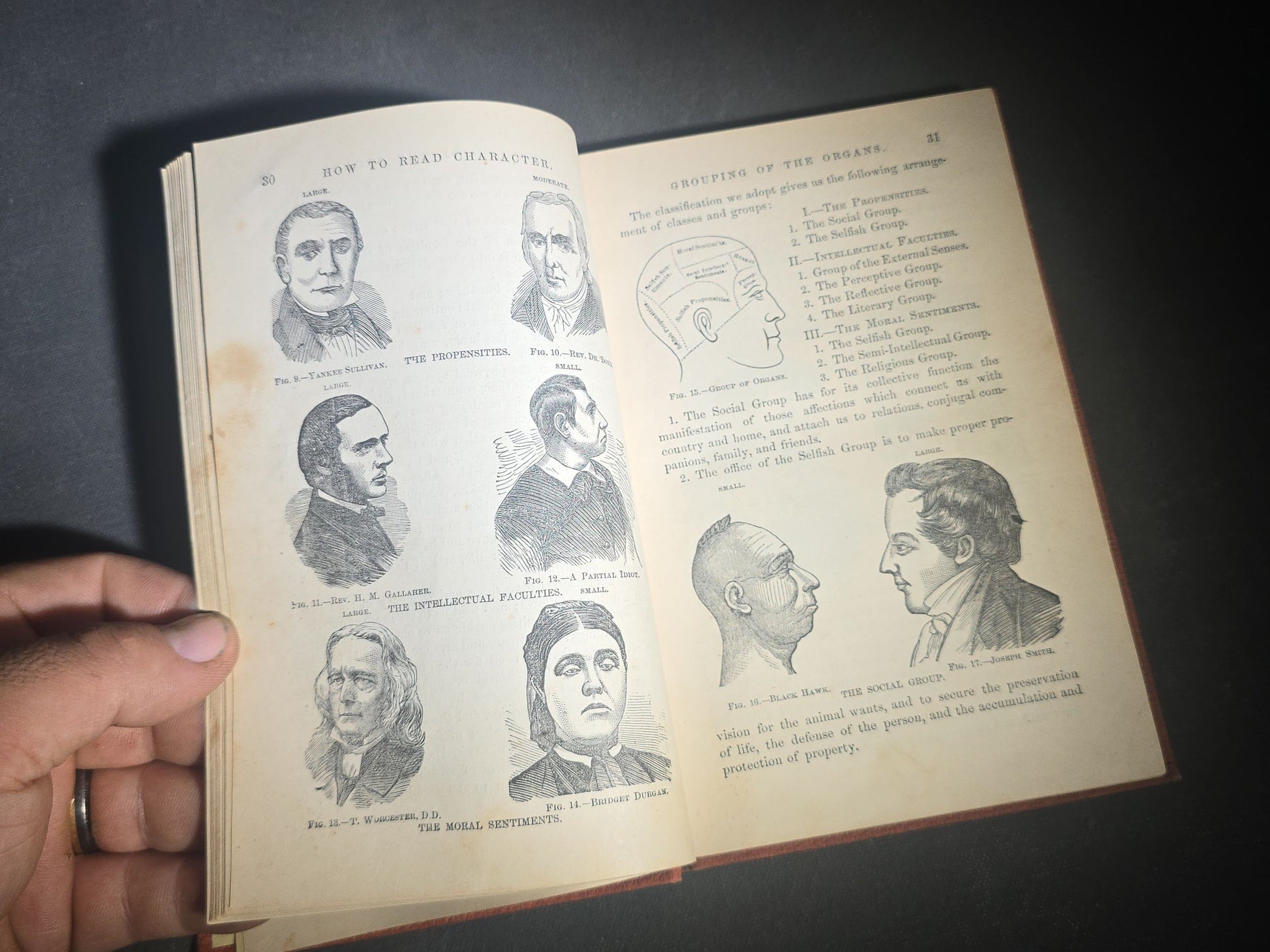 "How to Read Character" Antique Illustrated Phrenology and Physiognomy Handbook, Published by S. R. Wells & Company, New York, 1877