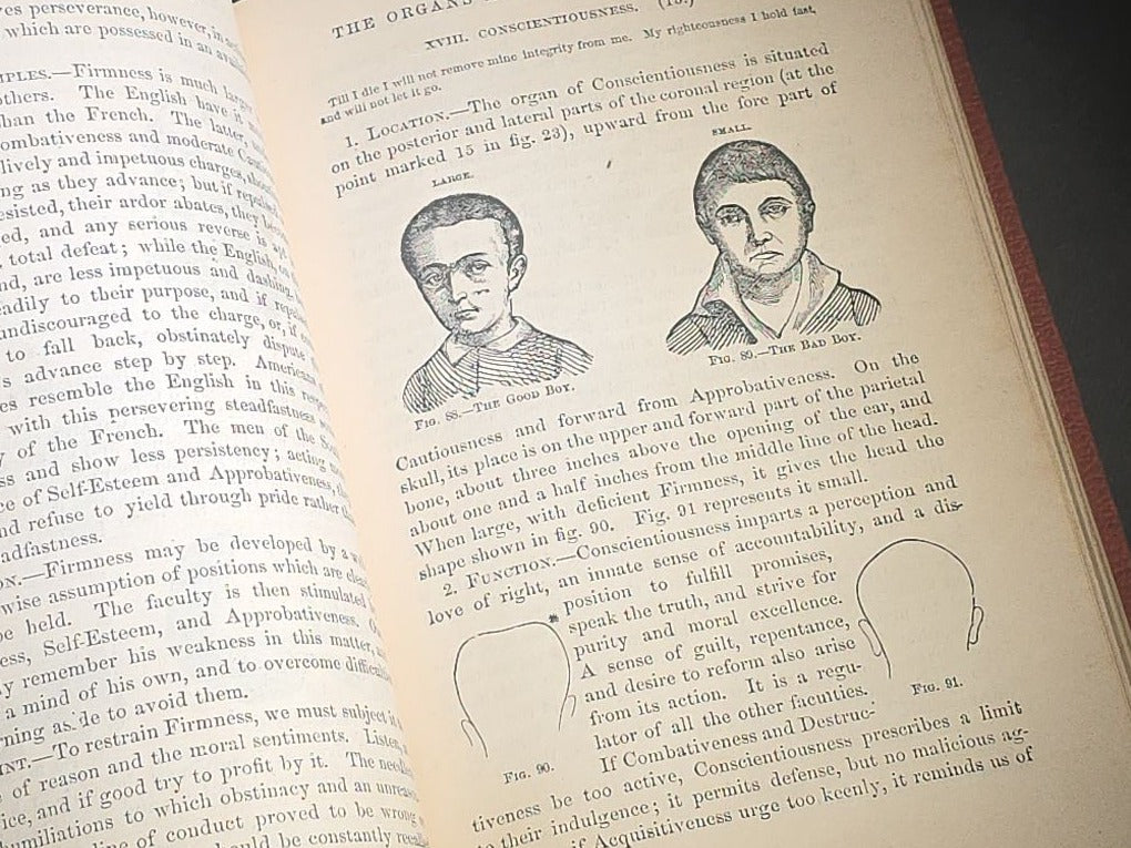 "How to Read Character" Antique Illustrated Phrenology and Physiognomy Handbook, Published by S. R. Wells & Company, New York, 1877