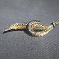 Lot 032 - 18k Gold Feather Brooch with Rhinestones, 2-3/8" L