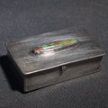 Lot 050 - Vintage Unmarked Sterling Silver Southwestern Pill Box with Turquoise Cabochon, 1-1/2" L x 1" W, Total Weight 26.10 g