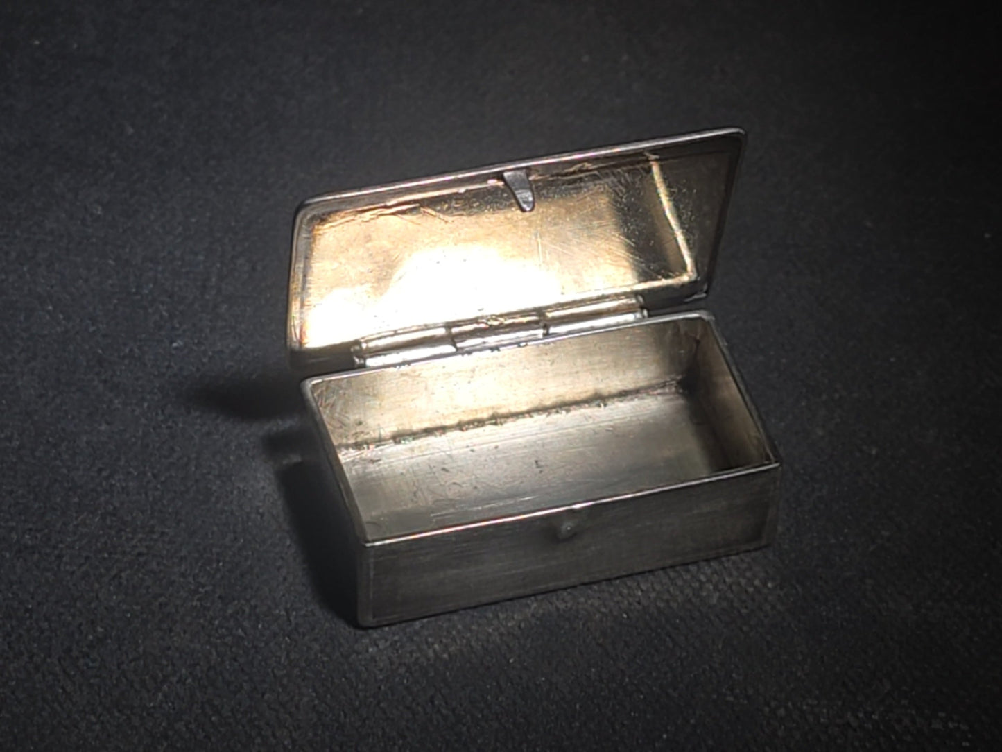 Vintage Unmarked Sterling Silver Southwestern Pill Box with Turquoise Cabochon